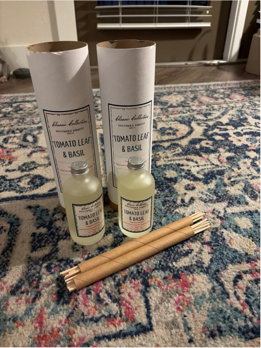 TWO New unopened southern firefly tomato leaf & basil fragrance diffuser 7oz E
